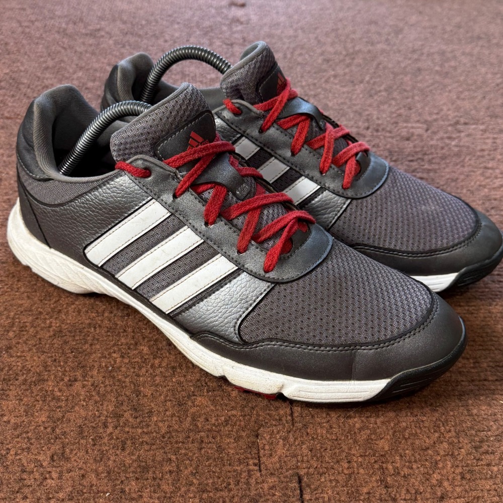 A+ Adidas Tech Response‎ Golf Shoes Mens 10.5 Grey White Red Spiked F33551